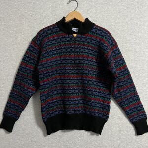 Vintage Meister Fair Isle‎ Sweater Womens Large Blue Thick Wool Nordic Boxy